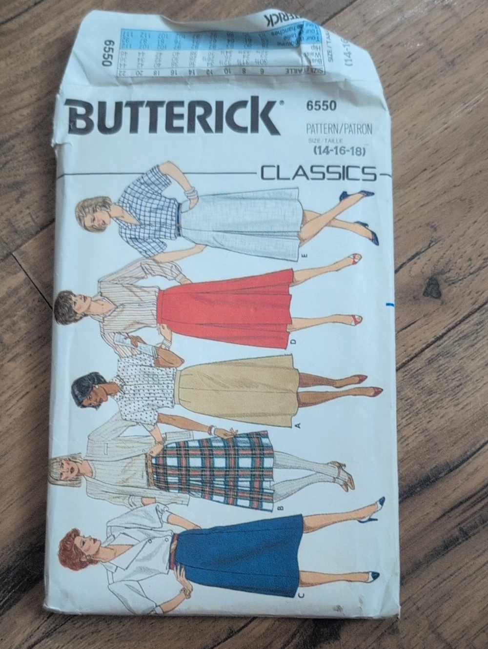 Butterick Classics 6550 Vintage Skirt Sewing Pattern - Multi Color Illustrations